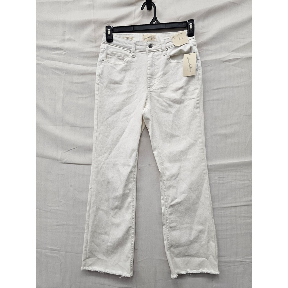 Universal Thread Womens Kick Flare High Rise Jeans White Cotton Blend Size 8